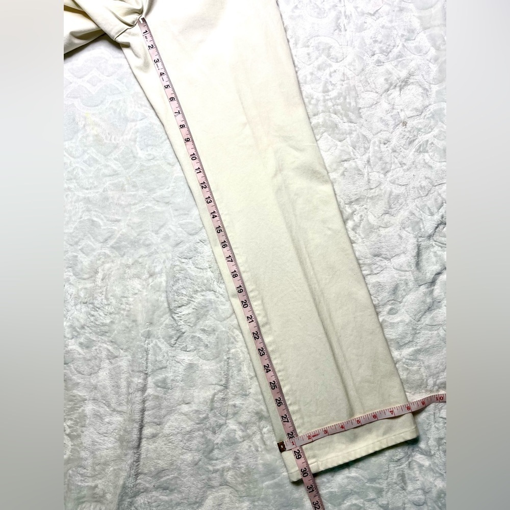 & Trousers Women's Straight Cut Relaxed Fit Mid Rise Stretch Trousers in Ivory - Picture 15 of 15